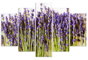 Obraz na plátne Lavender - 5 dielny Rozmery: 100 x 70 cm