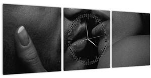 Obraz - Bozk, čiernobiela fotografia (s hodinami) (90x30 cm)