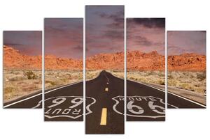 Obraz na plátne Cesta Route 66 - 5 dielny Rozmery: 100 x 70 cm