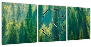 Obraz - Borovicový les (s hodinami) (90x30 cm)