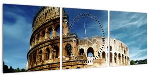 Obraz - Koloseum v Ríme, Taliansko (s hodinami) (90x30 cm)