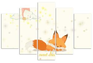 Obraz na plátne Sladké sny líšky - 5 dielny Rozmery: 100 x 70 cm
