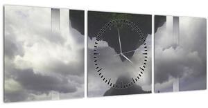 Obraz - Hory na Islande, geometrická koláž (s hodinami) (90x30 cm)