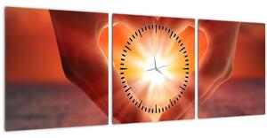 Obraz - Slnko v srdci (s hodinami) (90x30 cm)