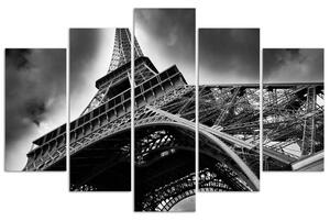 Obraz na plátne Eiffelova veža v oblakoch - 5 dielny Rozmery: 100 x 70 cm