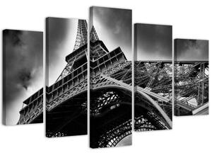 Obraz na plátne Eiffelova veža v oblakoch - 5 dielny Rozmery: 100 x 70 cm