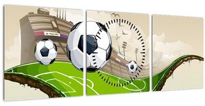 Obraz - Futbalové ihrisko (s hodinami) (90x30 cm)