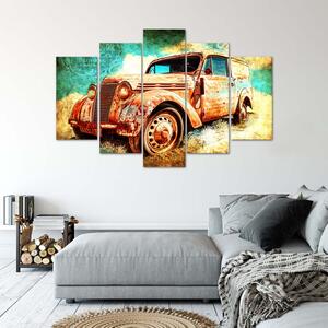 Obraz na plátne Hrdzavé auto - 5 dielny Rozmery: 100 x 70 cm