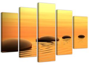Obraz na plátne Zenová kompozícia s kameňmi - 5 dielny Rozmery: 100 x 70 cm