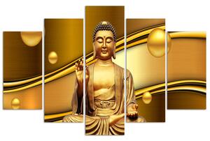 Obraz na plátne Zlatý Budha na zlatom pozadí - 5 dielny Rozmery: 100 x 70 cm