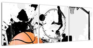 Obraz - Hráč basketbalu (s hodinami) (90x30 cm)