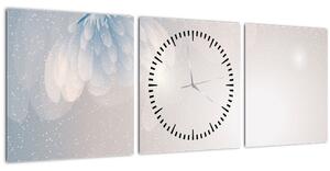 Obraz - Zasnežené kvety (s hodinami) (90x30 cm)