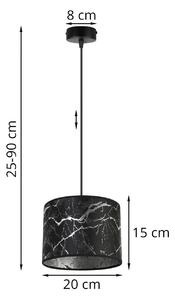 Závesné svietidlo WERONA 3, 1x čierne textilné tienidlo so vzorom, (fi 20cm), S