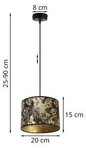 Závesné svietidlo Werona 2, 1x čierne/zlaté textilné tienidlo, (fi 20cm), g