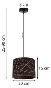 Závesné svietidlo WERONA 6, 1x čierne textilné tienidlo so vzorom, (fi 20cm), C