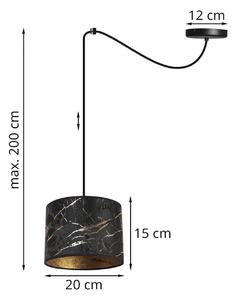 Závesné svietidlo WERONA SPIDER, 1x čierne textilné tienidlo so vzorom, G