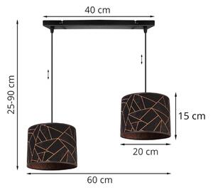 Závesné svietidlo WERONA 6, 2x čierne textilné tienidlo so vzorom, C