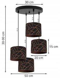 Závesné svietidlo WERONA 6, 4x čierne textilné tienidlo so vzorom, O, C