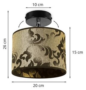 Bodové svietidlo Werona 1, 1x čierne/zlaté textilné tienidlo so vzorom, (možnosť polohovania)