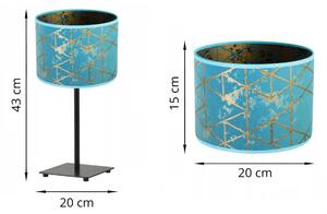 Stolová lampa WERONA 4, 1x modré textilné tienidlo so vzorom, (výber zo 4 farieb konštrukcie), G