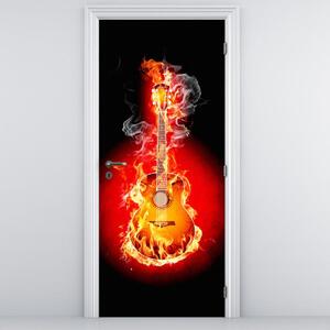 Fototapeta na dvere - Ohnivá gitara (95x205cm)