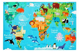 Detský koberec Torino Kids world map, Rozmery 1.20 x 0.80