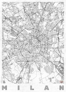 Mapa Milan, Hubert Roguski, (30 x 40 cm)