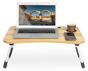 Zaparkorun Skladací stôl na laptop k posteli so stojanom - imitácia dreva