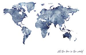 Ilustrácia Worldmap blue watercolor, Finlay & Noa, (40 x 30 cm)