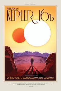 Ilustrácia Kepler16b (Planet & Moon Poster) - Space Series (NASA), (26.7 x 40 cm)
