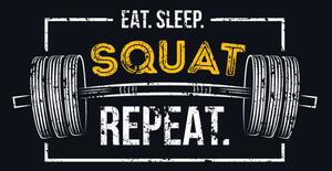 Ilustrácia Eat sleep squat repeat. Gym motivational, Mitoria