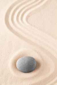 Ilustrácia Zen garden meditation stone. Round rock, kikkerdirk