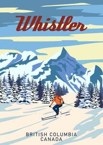 Ilustrácia Whistler Travel Ski resort poster vintage., VectorUp, (30 x 40 cm)