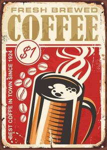 Ilustrácia Fresh brewed coffee vintage sign design, lukeruk