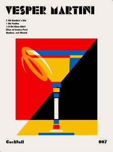 Ilustrácia Vesper Martini Bauhaus Cocktail, Retrodrome, (30 x 40 cm)