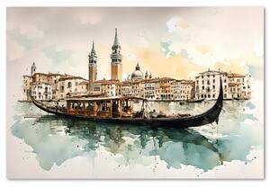 Obraz Benátky na plátne – gondola a veže 30x40cm
