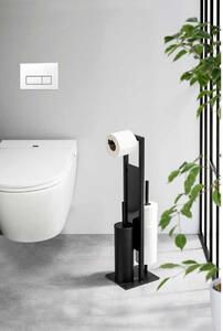 Matne čierny oceľový stojan na toaletný papier so štetkou Rivalta – Wenko