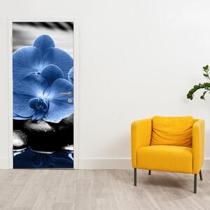 Fototapeta na dvere - modré kvety (95x205cm)