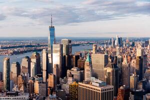 Umelecká fotografie New York City downtown skyline aerial, Alexander Spatari, (40 x 26.7 cm)