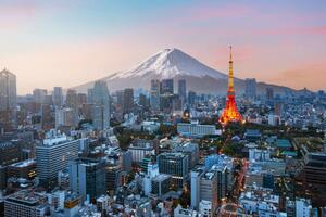 Umelecká fotografie Mt. Fuji and Tokyo skyline, Jackyenjoyphotography, (40 x 26.7 cm)
