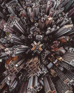 Umelecká fotografie Aerial perspective of skyscrapers in Mid, Abstract Aerial Art, (30 x 40 cm)