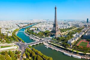 Umelecká fotografie Eiffel Tower aerial view, Paris, saiko3p, (40 x 26.7 cm)