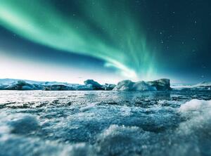 Umelecká fotografie aurora borealis in iceland at jakulsarlon, franckreporter, (40 x 30 cm)