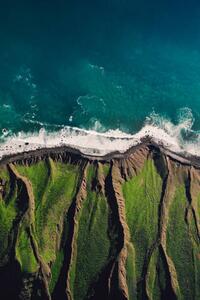 Umelecká fotografie Cliff edge and the Atlantic ocean, Abstract Aerial Art, (26.7 x 40 cm)