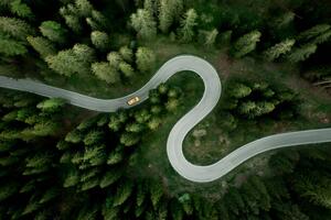 Umelecká fotografie Aerial view of car traveling on, Roberto Moiola / Sysaworld, (40 x 26.7 cm)