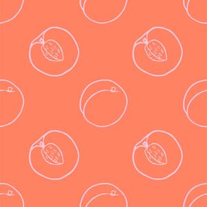 Umelecká fotografie Outline peach fruit seamless pattern., Daria Khivrenko, (40 x 40 cm)