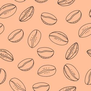 Umelecká fotografie coffee beans seamless pattern hand drawn, Irina Samoylova, (40 x 40 cm)