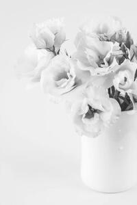 Umelecká fotografie Beauty Eustoma flowers in vase. Black, white_caty, (26.7 x 40 cm)
