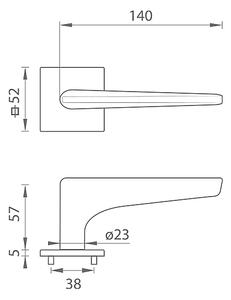 Dverové kovanie MP TI - OPTIMAL - HR 4164Q 5S (OCS - Chróm brúsený), kľučka-kľučka, Bez spodnej rozety, MP OCS (chróm brúsený)