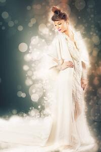 Umelecká fotografie Beauty fashion model dressed in white, Pilin_Petunyia, (26.7 x 40 cm)